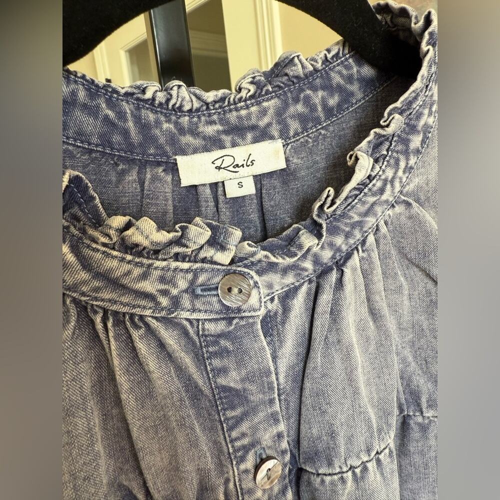 Rails Camille Ruffle Trim Button Front Top Sapphi… - image 4